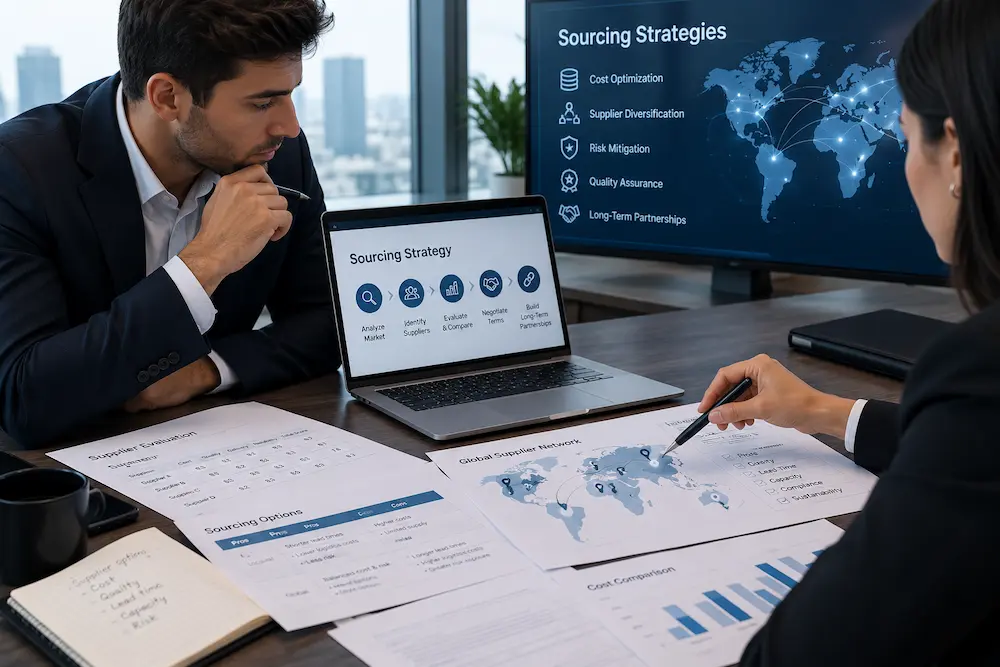 Procurement professionals reviewing sourcing strategies